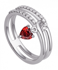 Nhẫn bạc đính đá màu đỏ PNJSilver Fantasia ZTXMK000086